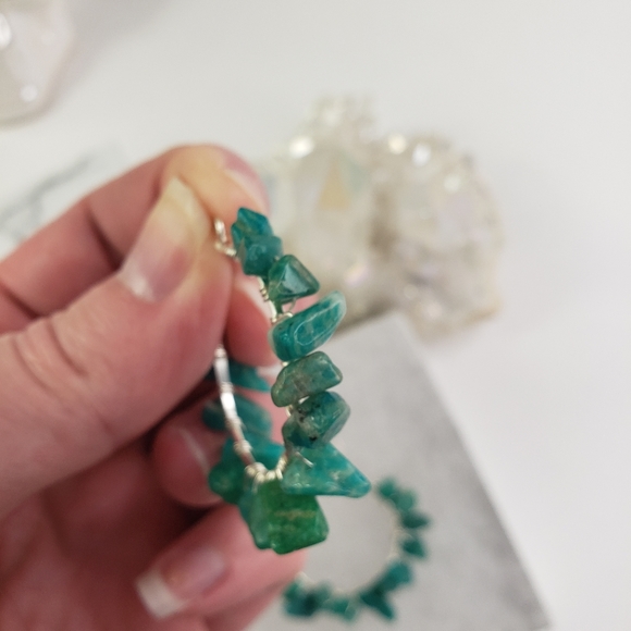 Hoop Earring with Teal Amazonite - Picture 3 of 3